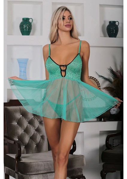 Mercan Yeşili Şifon GECELIK-657