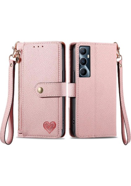 Realme C65 Aşk Fermuar Cüzdan Deri Kılıf Için Flip Case Darbeye (Yurt Dışından)