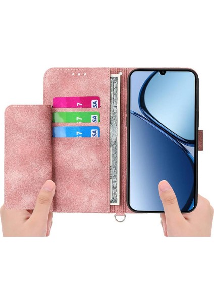 Realme C63/ C61 Kabartmalı Bileklik Çoklu Kredi Kartı Için Flip Case (Yurt Dışından) modelleri