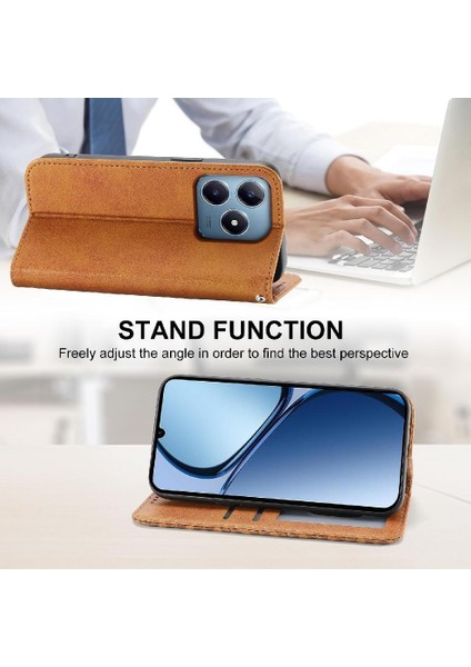 Realme C63/C61 Günlük Kullanım Standı El Kayışı Eşkenar Dörtgen Şekli Için Flip Case (Yurt Dışından)