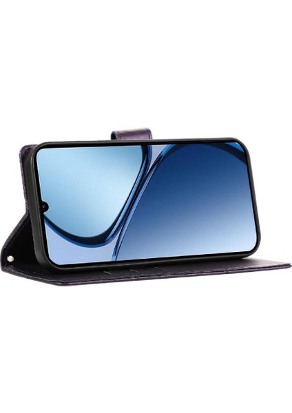 Realme C63/C61 Kickstand Şok Emici Üç Kart Yuvaları Için Flip Case (Yurt Dışından)
