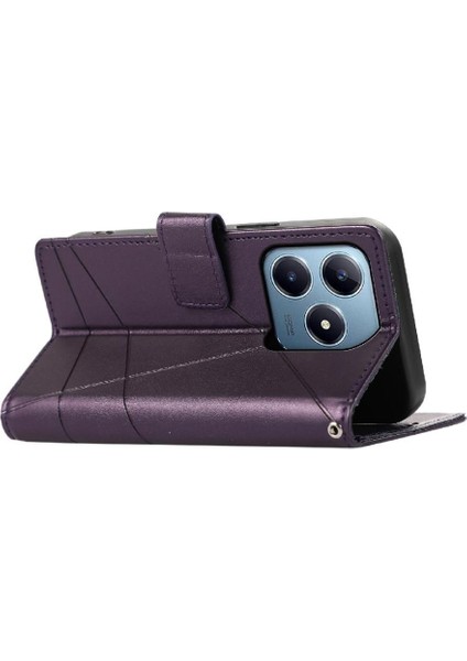 Realme C63/C61 Kickstand Şok Emici Üç Kart Yuvaları Için Flip Case (Yurt Dışından)