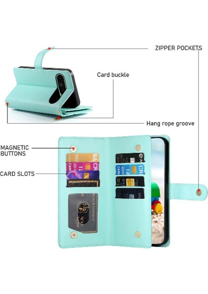 Google Piksel 9/9 Pro Cüzdan Bölmesi Çok Fonksiyonlu Kart Için Flip Case (Yurt Dışından)