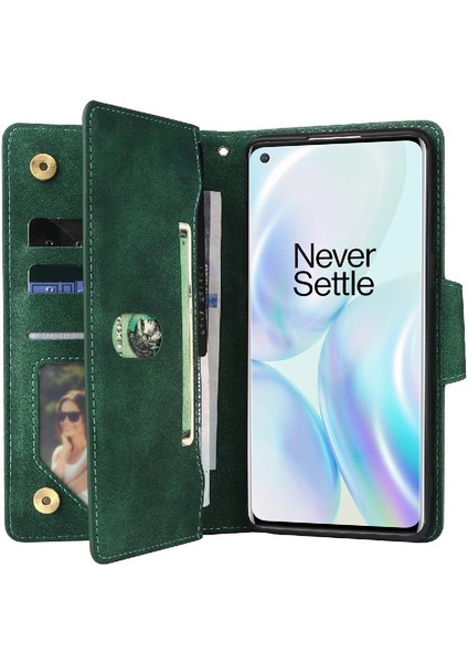 El Kayışı Kart Tutucu ile Oneplus 8 Fermuar Cüzdan Kapak Için Kılıf (Yurt Dışından)