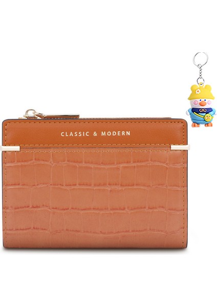 Bayan Cüzdan Kısa Toka Iki Katlı Küçük Cüzdan Kısa Para Cüzdanı Kart Tutucu (Yurt Dışından)