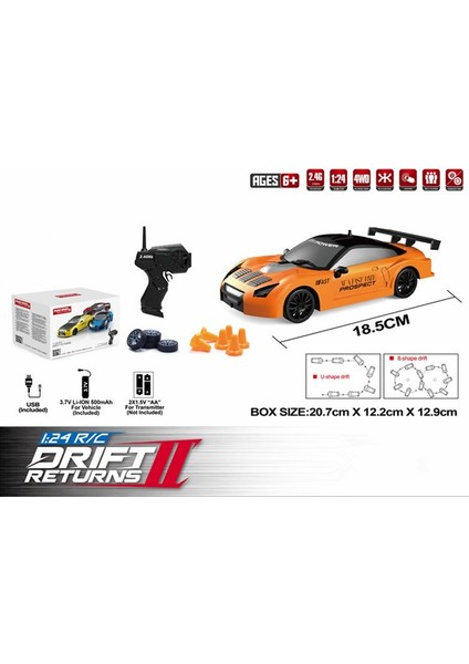 1:24 Yüksek Hızlı 4WD Uzaktan Kumandalı Araba 2.4g Simülasyon Drift Yarış Arabası Oyuncakları (Yurt Dışından)
