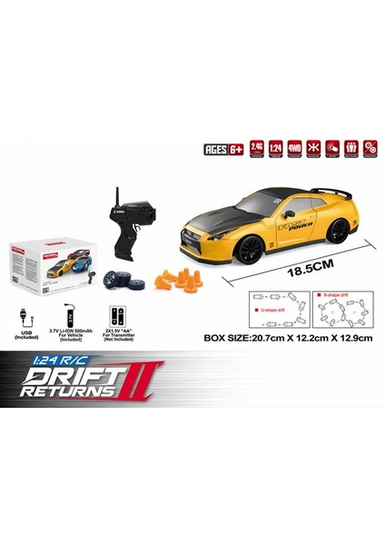 1:24 Yüksek Hızlı 4WD Uzaktan Kumandalı Araba 2.4g Simülasyon Drift Yarış Arabası Oyuncakları (Yurt Dışından)