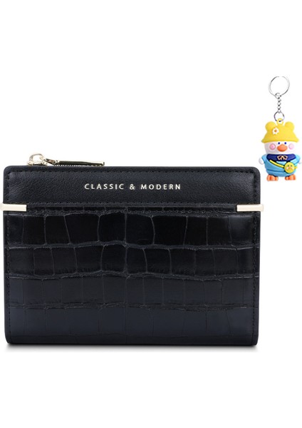 Bayan Cüzdan Kısa Toka Iki Katlı Küçük Cüzdan Kısa Para Cüzdanı Kart Tutucu (Yurt Dışından)