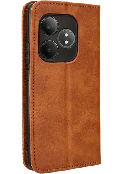Realme Gt 6 Manyetik Kapatma Cüzdan Pu Deri Için Kılıf (Yurt Dışından)