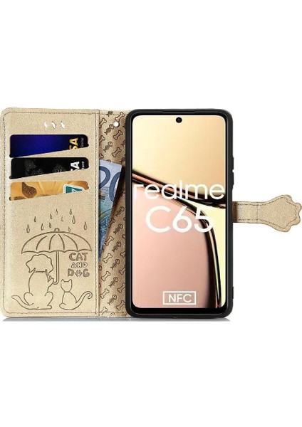 Realme C65 Için Flip Case Kısa Kayış Kapak Kapak Karikatür Hayvanlar Deri (Yurt Dışından) modelleri