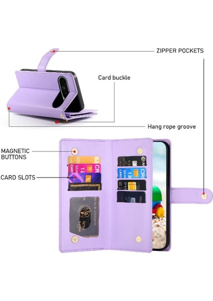 Google Piksel 9/9 Pro Cüzdan Bölmesi Çok Fonksiyonlu Kart Için Flip Case (Yurt Dışından)