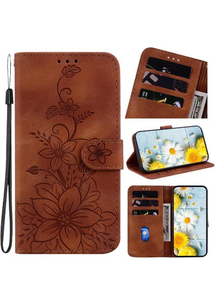 Realme Gt Neo6 Se Cüzdan Manyetik Kickstand Kabartmalı Zambak Için Flip Case (Yurt Dışından)