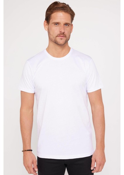 Unisex 3'lü Paket Siyah-Beyaz-Bordo Rengi Slim Fit Dar Kesim Pamuk Bisiklet Yaka Tişört fırsatları
