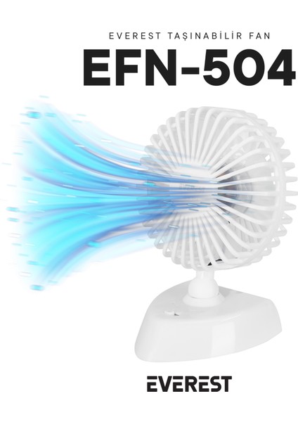 Beyaz Everest EFN-504 Taşınabilir Masaüstü Beyaz USB Fan.