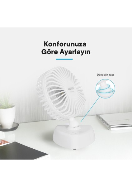 Beyaz Everest EFN-504 Taşınabilir Masaüstü Beyaz USB Fan.