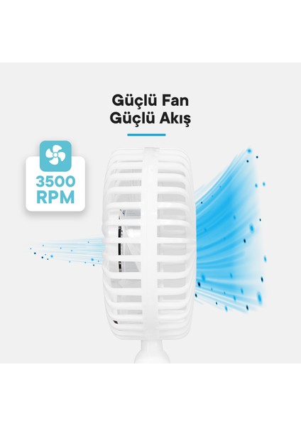 Beyaz Everest EFN-504 Taşınabilir Masaüstü Beyaz USB Fan.