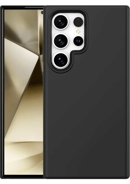 Samsung Galaxy S24 Ultra Kılıf Slikon Kılıf Düz Renk Kılıf Koruyucu Kılıf - Siyah