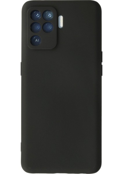 Oppo Reno 5 Lite Kılıf Slikon Kılıf Düz Renk Kılıf Koruyucu Kılıf - Siyah