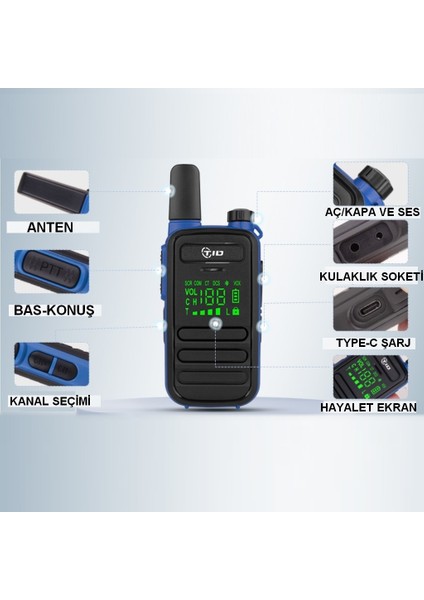 Tıd TD-M11 Suya Dayanıklı Pmr Lisanssız Telsiz