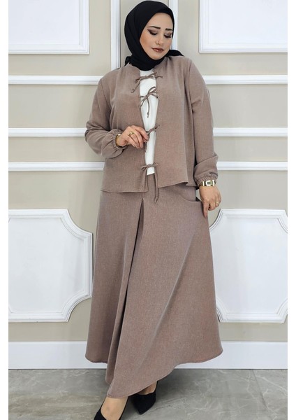 Kadın Önü Bağcıklı Tesettür 3 Lü Takım