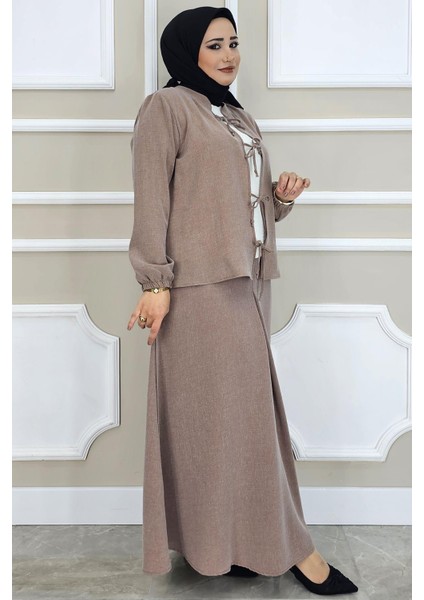 Kadın Önü Bağcıklı Tesettür 3 Lü Takım fiyatları