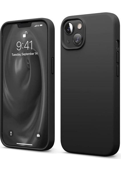 Apple iPhone 13 Kılıf Slikon Kılıf Düz Renk Kılıf Koruyucu Kılıf - Siyah