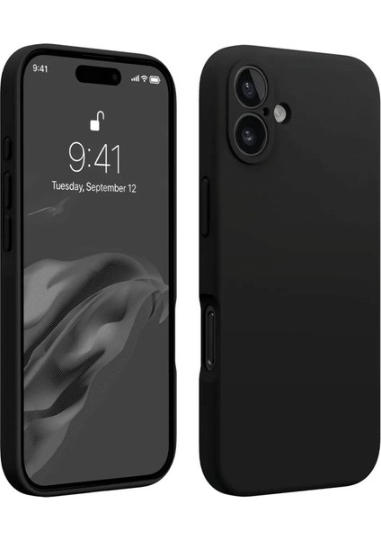 Apple iPhone 16 Plus Kılıf Slikon Kılıf Düz Renk Kılıf Koruyucu Kılıf - Siyah