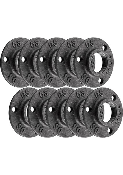 Zemin Flanşı - Vintage Dekor Için Dişli Delikli 10 Paket Dövülebilir Dökme Demir Boru Flanş Boru Bağlantısı (Yurt Dışından)