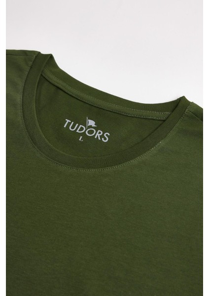 Unisex 3'lü Paket Lacivert-Beyaz-Haki Rengi Slim Fit Dar Kesim %100 Pamuk Bisiklet Yaka Tişört indirimleri