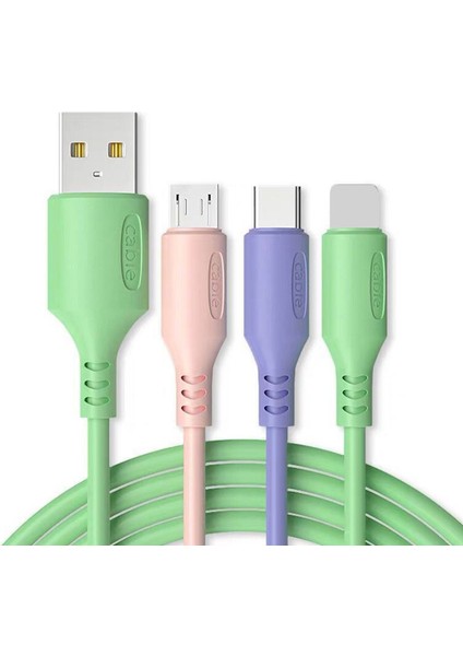 Sıvı Silikon, 1'e 3, Veri Kablosu, Üç Renk, 1,5 M Çok Işlevli Şarj Kablosu, Hızlı Şarj (Yurt Dışından)