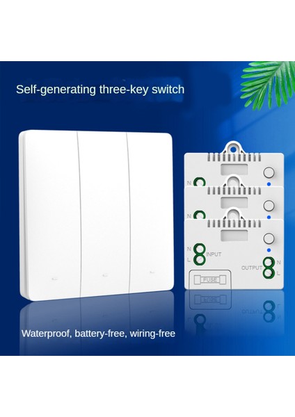 Self-Pow Duvar Işığı Kablosuz Anahtar Kendinden Güç Alan Uzaktan Kumanda Pil Yok Tel Yok IP54 Su Geçirmez Iç Mekan Kinetik Anahtar (Yurt Dışından) fiyatları