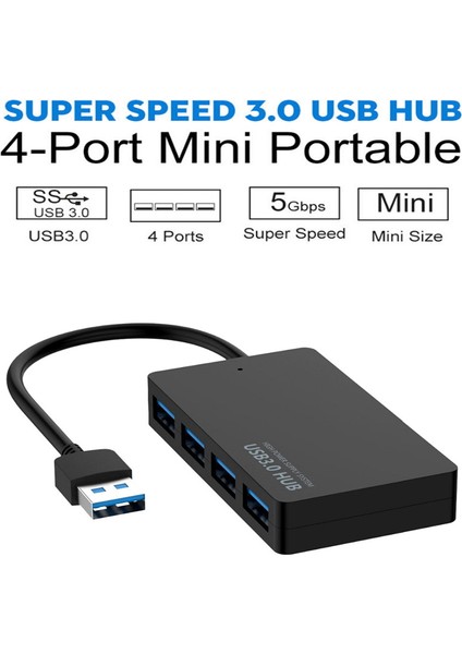 Pc Dizüstü Güç Kaynağı Için 5 Gbps Yüksek Hızlı USB 3.0 Hub 4 Bağlantı Noktalı USB Splitter Adaptörü (Yurt Dışından)