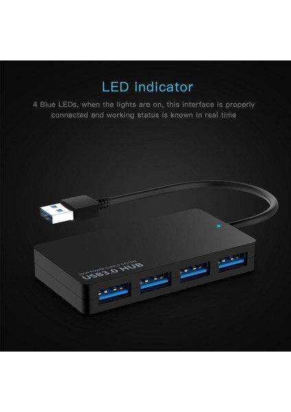 Pc Dizüstü Güç Kaynağı Için 5 Gbps Yüksek Hızlı USB 3.0 Hub 4 Bağlantı Noktalı USB Splitter Adaptörü (Yurt Dışından)