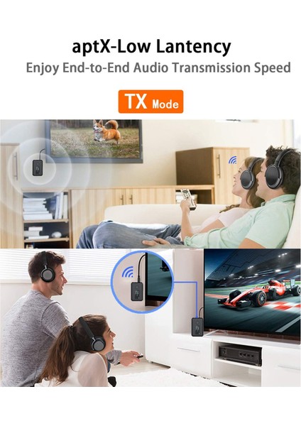 OLED Ekranlı Bluetooth 5.0 Verici ve Alıcı, 2'si 1 Arada Kablosuz 3,5 mm Bluetooth Adaptörü, Düşük Gecikme (Yurt Dışından)