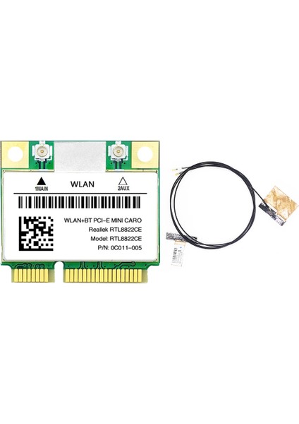RTL8822CE Wifi Kartı + Anten 1200MBPS 2.4g+5ghz 802.11AC Ağ Mini Pcıe Bt5.0 Desteği Dizüstü Bilgisayar/pc Windows 10/11 (Yurt Dışından)