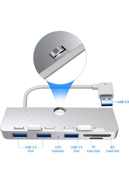Rocketek Alüminyum Alaşımlı USB 3.0 Hub 3 Bağlantı Noktası Adaptörü Splitter ile Sd/tf Kart Okuyucu iMac 21.5 27 Pro Ince Yekpare Bilgisayar (Yurt Dışından)