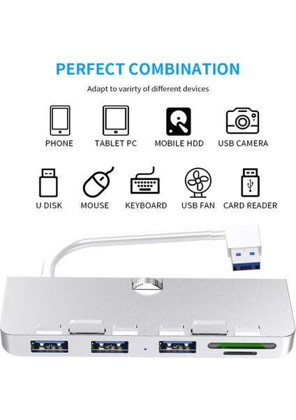 Rocketek Alüminyum Alaşımlı USB 3.0 Hub 3 Bağlantı Noktası Adaptörü Splitter ile Sd/tf Kart Okuyucu iMac 21.5 27 Pro Ince Yekpare Bilgisayar (Yurt Dışından)