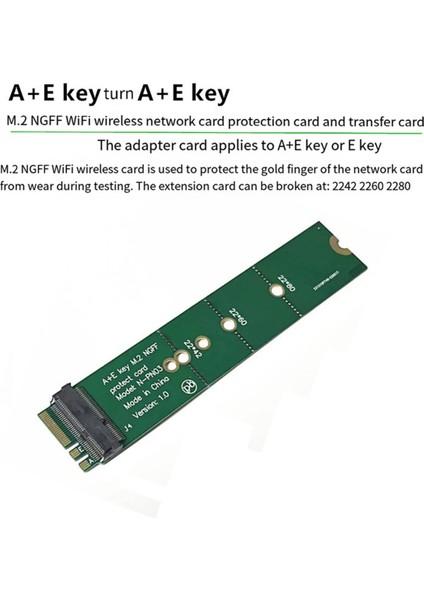 Wifi Kablosuz Kart Uzatma Adaptörü Koruma Kartı A+E Key E-Key M.2 Ngff Çok Işlevli Ağ Kartı (Yurt Dışından)