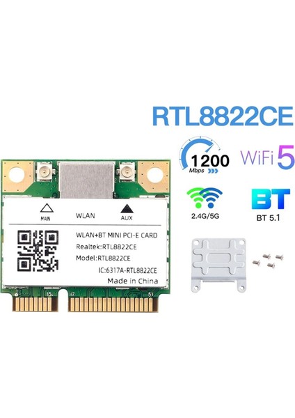 RTL8822CE 1200MBPS 2.4g/5ghz 802.11AC Wifi Kartı Mini Pcıe Bluetooth 5.1 Kablosuz Ağ Kartı Dizüstü/pc Için Wind 10/11 (Yurt Dışından) modelleri