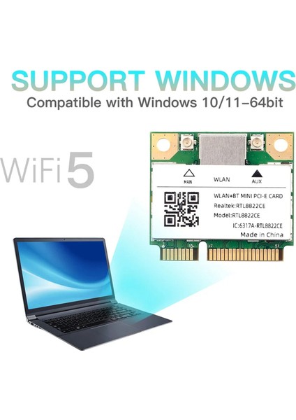 RTL8822CE 1200MBPS 2.4g/5ghz 802.11AC Wifi Kartı Mini Pcıe Bluetooth 5.1 Kablosuz Ağ Kartı Dizüstü/pc Için Wind 10/11 (Yurt Dışından) indirimleri