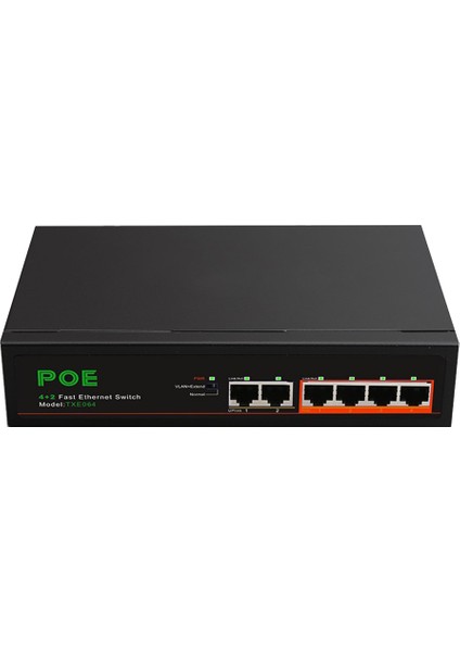 Portlu Poe Anahtarı 4-Poe+2 Up-Link 100MBPS Hızlı Ethernet Ağı Ev Ağı Hub Adaptör Serisi Power Connect-Ab Fişi (Yurt Dışından)