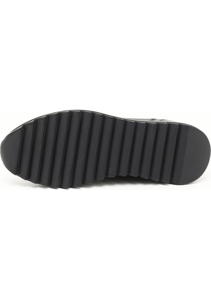 Erkek Lacivert Hakiki Deri Bağcıklı Sneaker