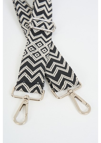 Blackwhite Square Pattern Ayarlanabilir Çanta Sapı (110 Cm)