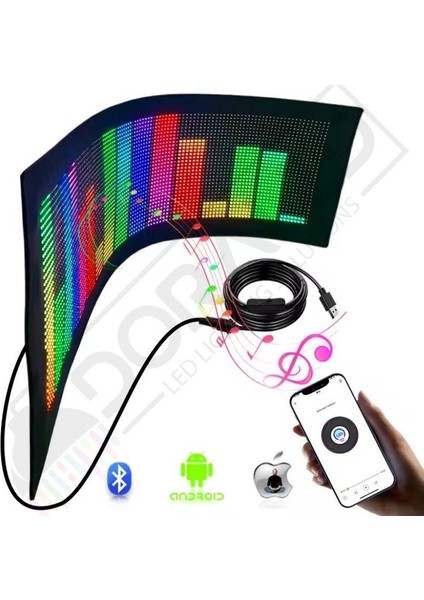 Bluetooth Lu Telefon Kontrollü P32128 Flexible Matrix LED Ekran 5V (705*220MM) fırsatları