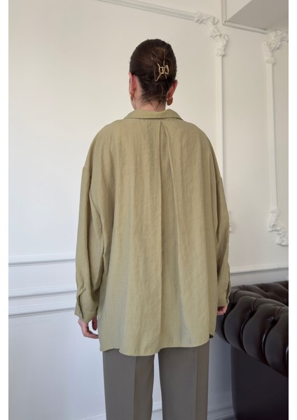 Oversize Omuzu Düşük Gömlek- Haki