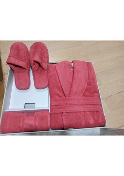 %100 PAMUK/COTTON Colourıst Koyu Mercan Banyo Seti (L)