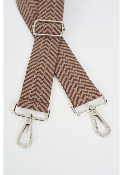 Coffee And Cappuccino Zigzag Chevron Pattern Ayarlanabilir Çanta Sapı (110 Cm)