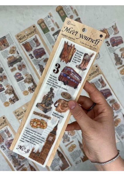 Meet Yourself Seyahat Temalı Mottolu 6 Yaprak Kâğıt Sticker/çıkartma /scrapbook