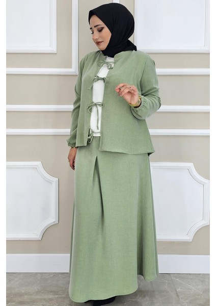 Kadın Önü Bağcıklı Tesettür 3 Lü Takım