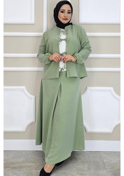 Kadın Önü Bağcıklı Tesettür 3 Lü Takım fiyatları